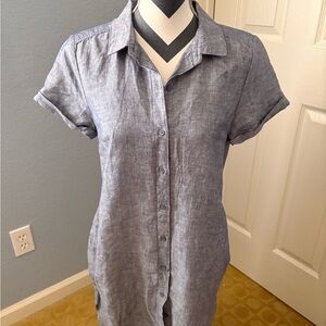 Banana Republic Linen/Cotton Casual Button Down Shirt Dress with Pockets 8P